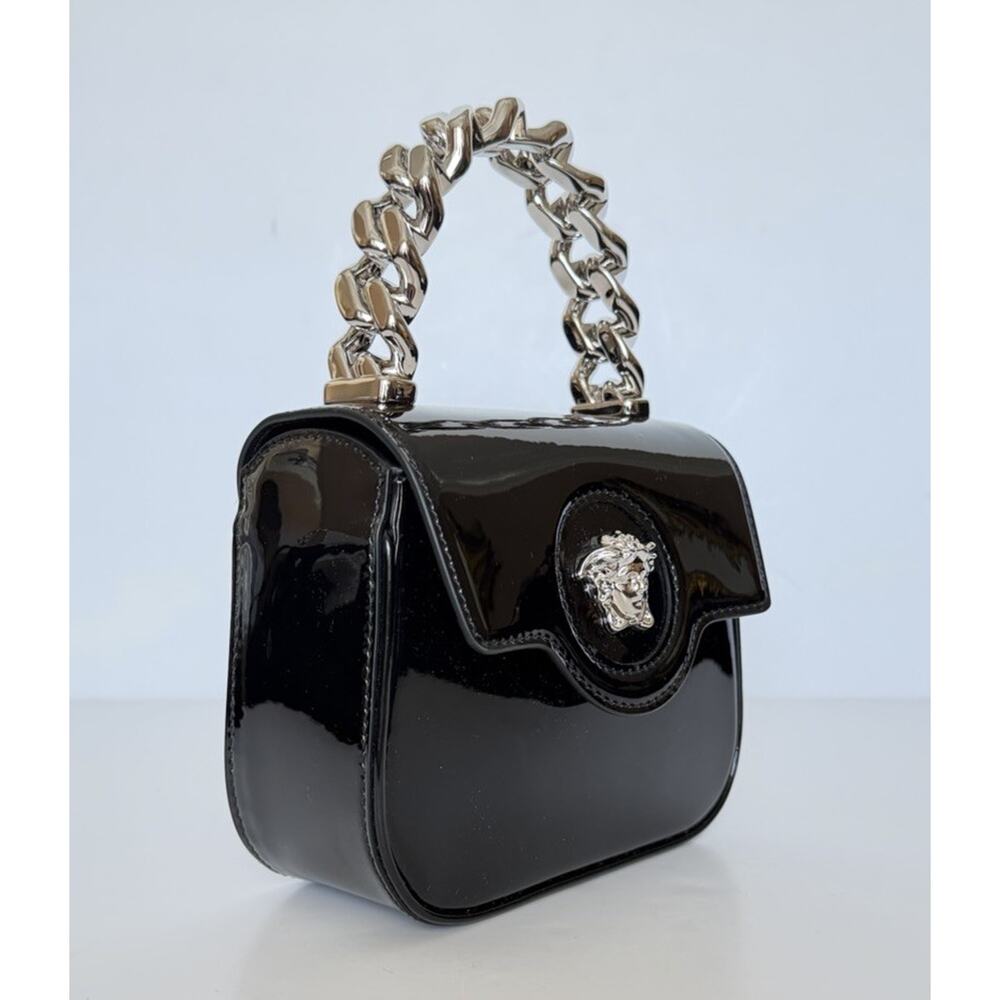 Versace Silver Medusa Black Leather Mini Top Handle Bag 1023434 IT NWT $1700 - Picture 2 of 16